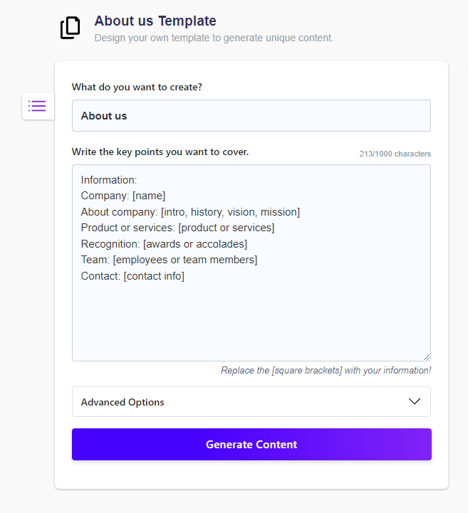 About Us Template AI Generator With Examples Wordkraft