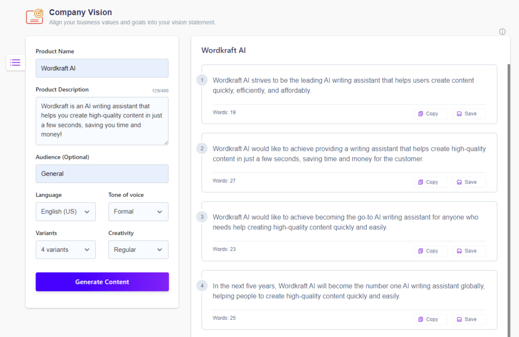 Company Vision Generator