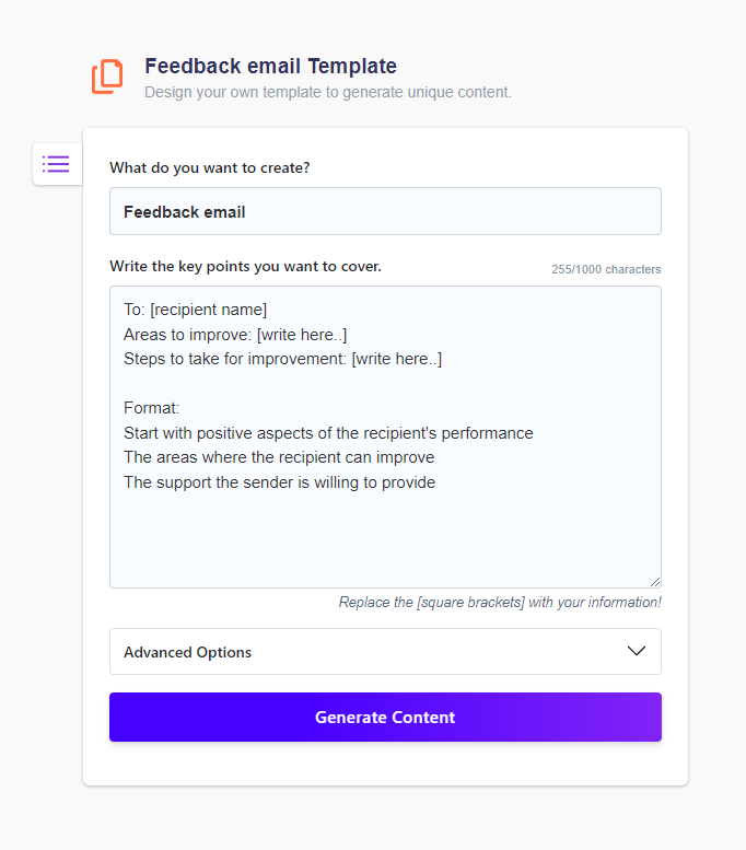 Feedback email Template AI Generator with Examples Wordkraft