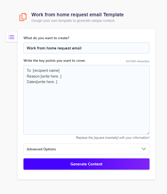 Work From Home Request Letter Example