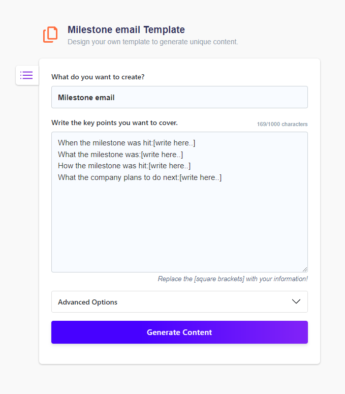 Milestone email Templates with Examples (AI Generator) Wordkraft