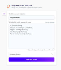 Progress email Templates with Examples (AI Generator) - Wordkraft