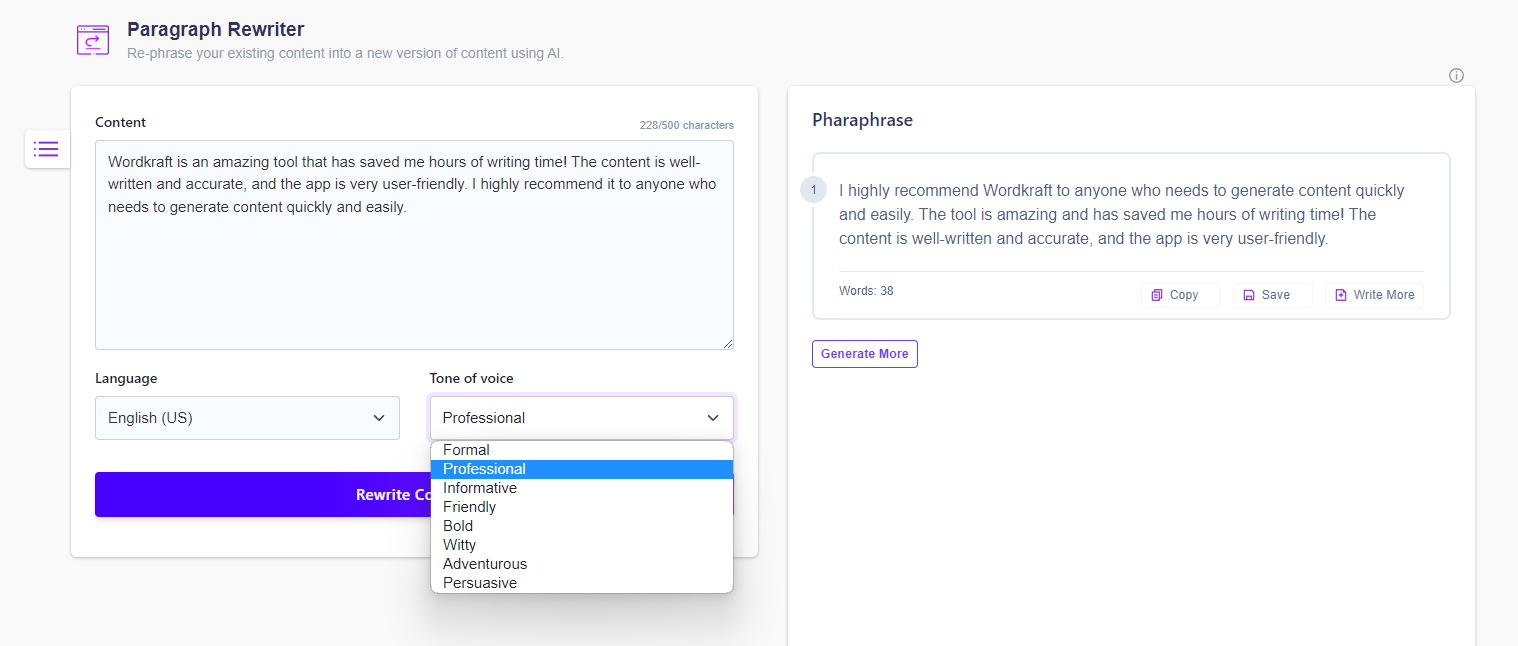 Paragraph rewriter, paragraph changer, paragraph reworder