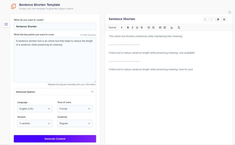 Best Free Online Sentence Shorten, Sentence Shortener