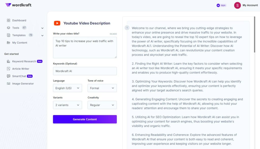 YouTube Video Description Generator AI Tool